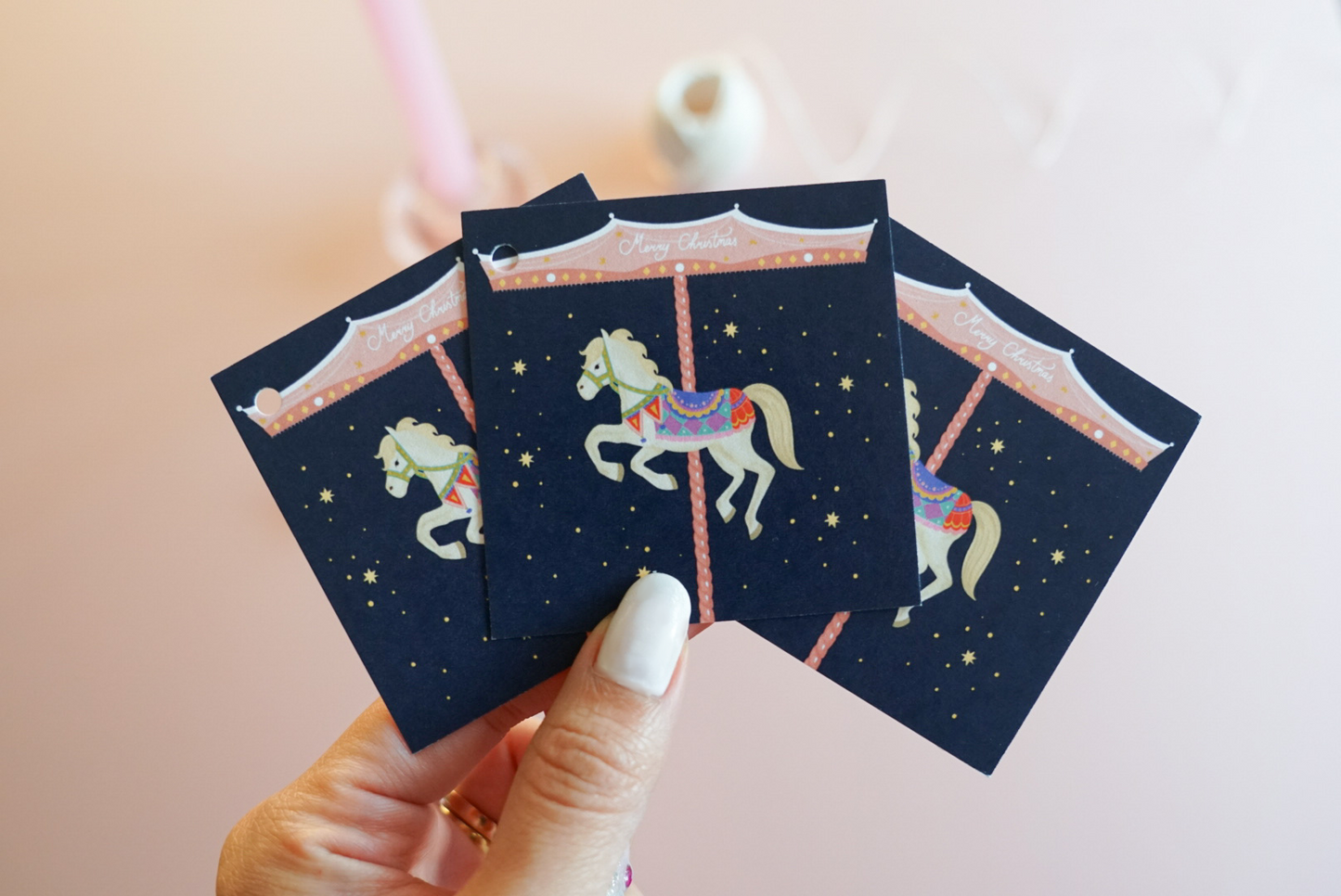 Set of 3 Carousel Christmas Gift Tags