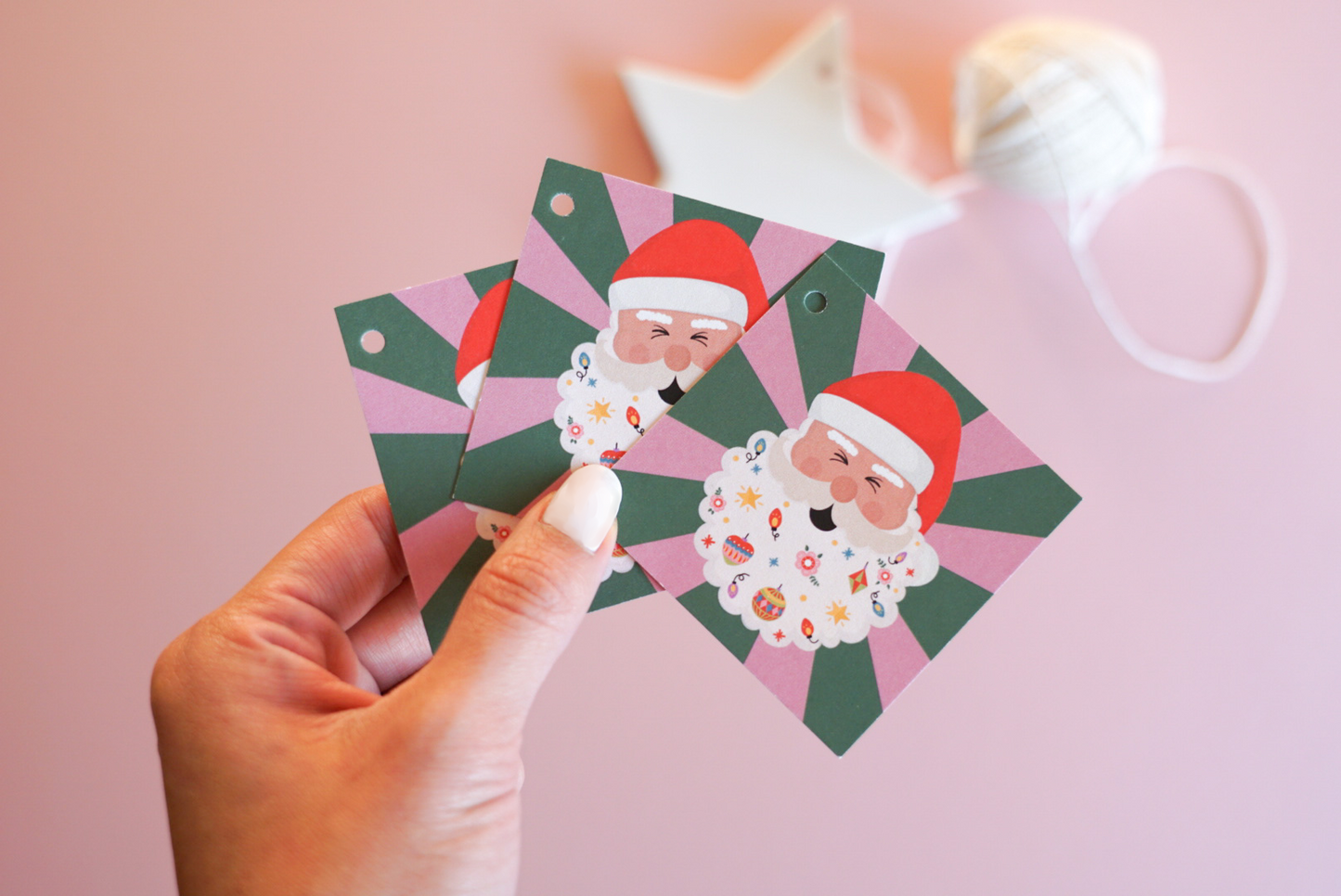 Set of 3 Jolly Santa Christmas Gift Tags