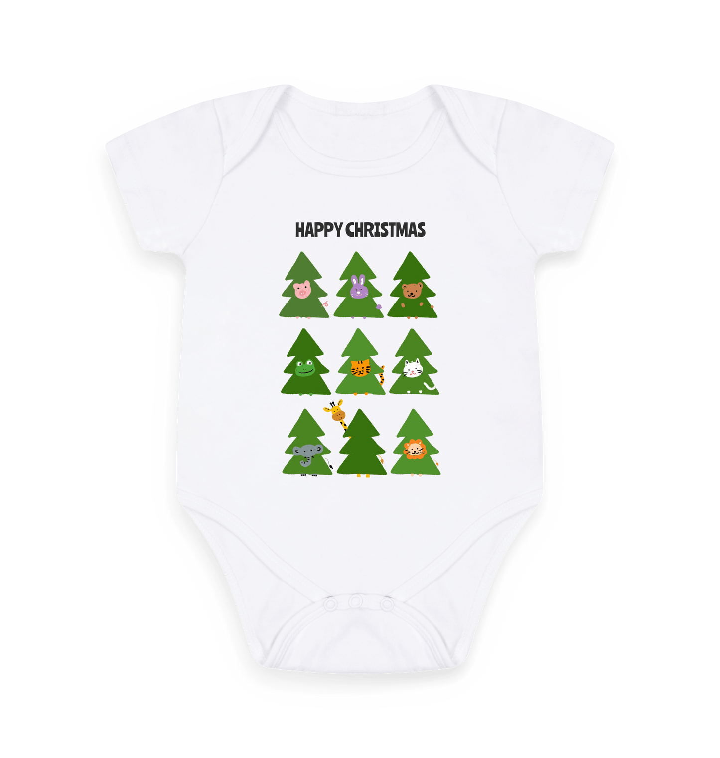 White Printed baby grow Front