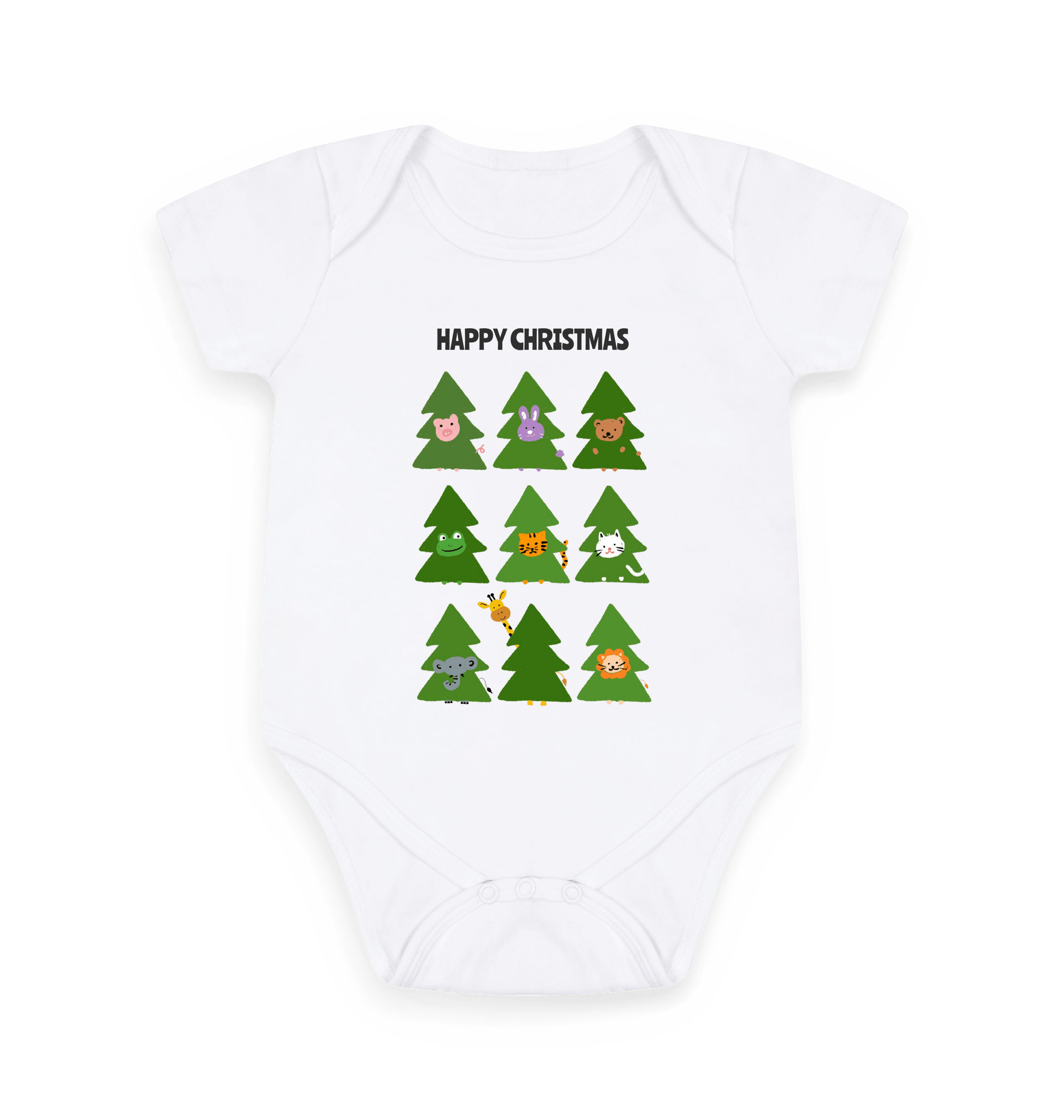 White Printed baby grow Front