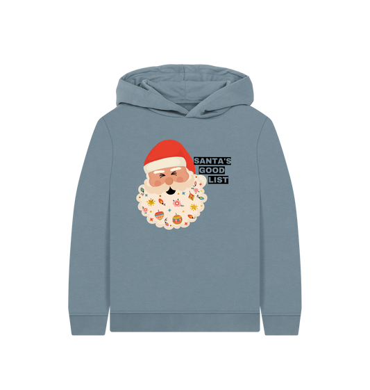 Stone Blue Printed Kids Hoodie Front