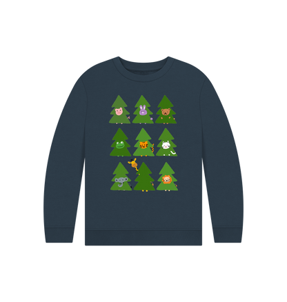 Navy Blue Printed Kids Jumper Front