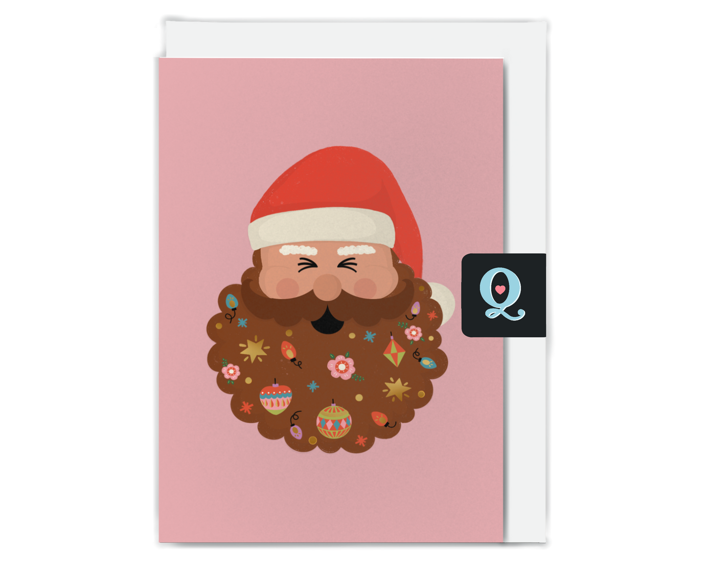 Jolly Santa Christmas Card - Brown Beard