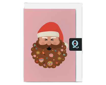 Jolly Santa Christmas Card - Brown Beard