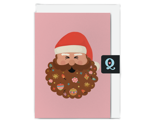 Jolly Santa Christmas Card - Brown Beard