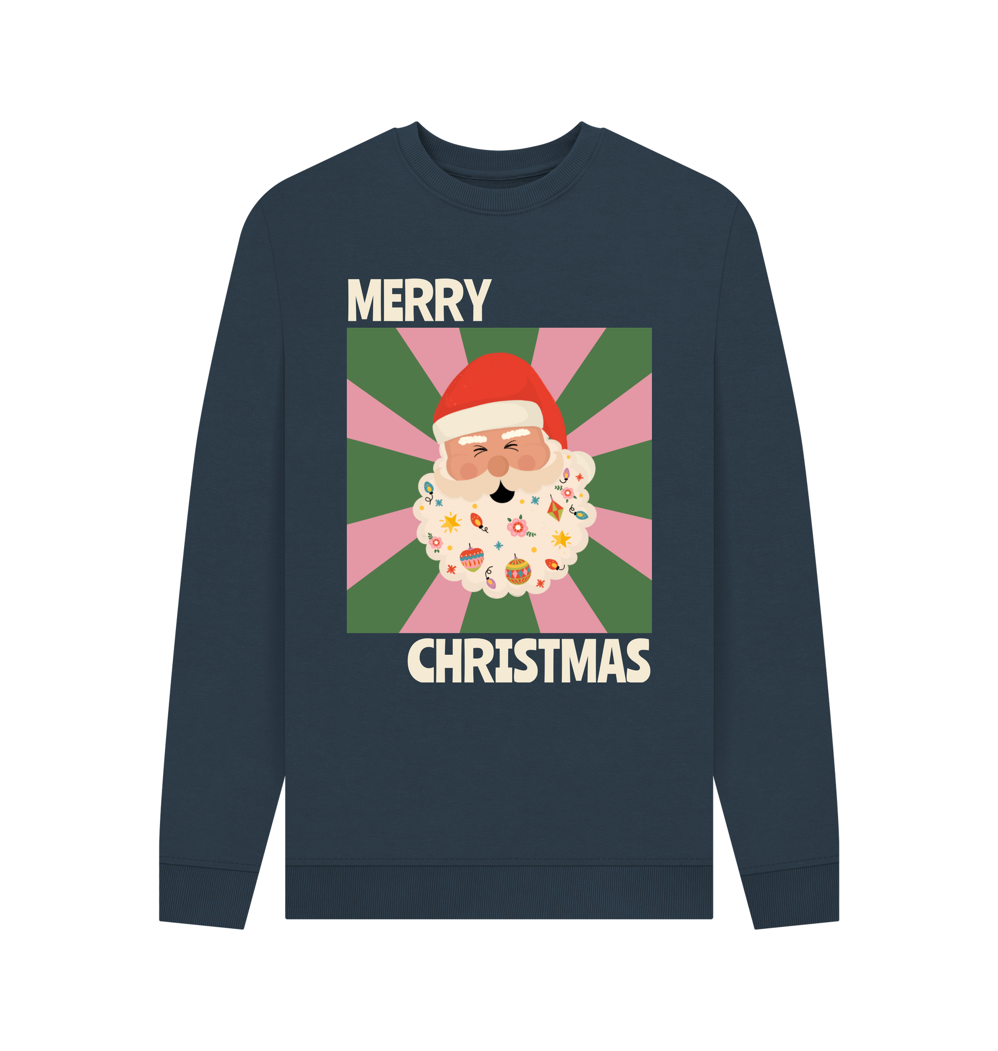 Navy Blue Printed Sweater Front