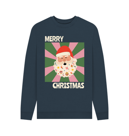 Navy Blue Printed Sweater Front